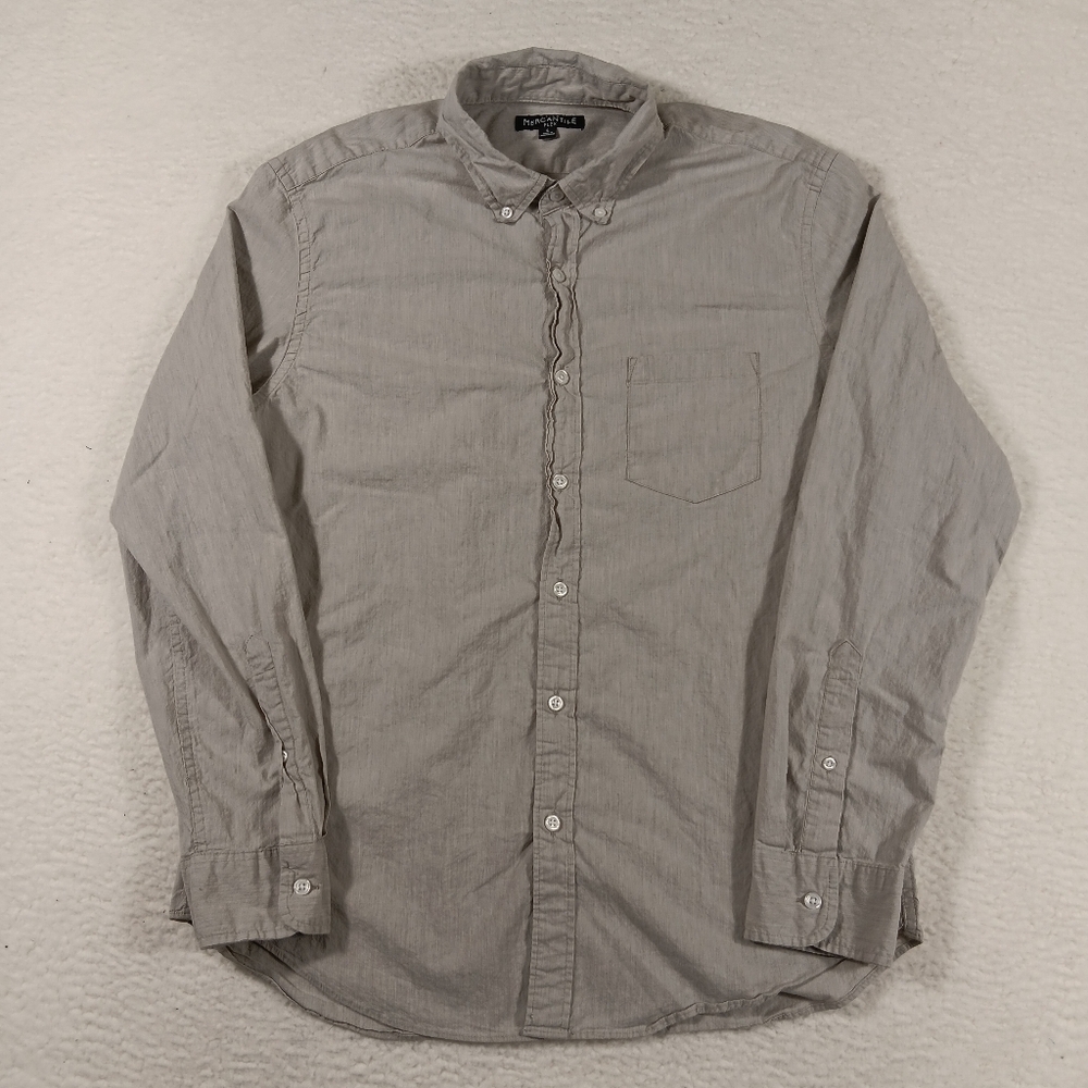 J Crew Shirt Mens Large Gray Chambray Long Sleeve Button Down Office Preppy